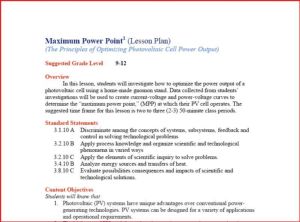 Screenshot for Maximum Power Point: Principles of Optimizing Photovoltaic Cell Power Output
