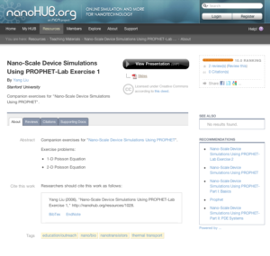 Screenshot for Nano-Scale Device Simulations Using PROPHET-Lab Exercise 1