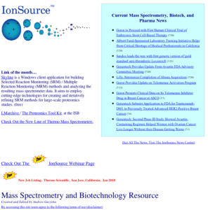 Screenshot for Mass Spectrometry and Biotechnology Resource