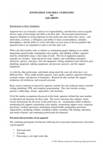 Screenshot for Knowledge and Skill Guidelines for Aquarists