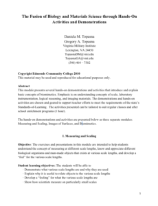 Screenshot for The Fusion of Biology and Materials Science through Hands-On Activities and Demonstrations