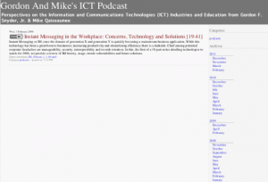 Screenshot for Gordon and Mike's ICT Podcast: Instant Messaging in the Workplace: Concerns, Technology and Solutions