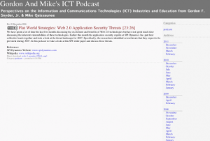 Screenshot for Gordon and Mike's ICT Podcast: Flat World Strategies: Web 2.0 Application Security Threats