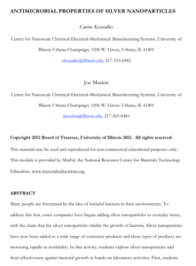 Screenshot for Antimicrobial Properties of Silver Nanoparticles