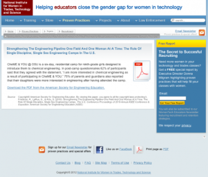 Screenshot for Strengthening The Engineering Pipeline One Field And One Woman At A Time: The Role Of Single Discipline, Single Sex Engineering Camps In The U.S.