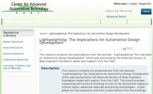 Screenshot for Lightweighting: The Implications for Automotive Design Development