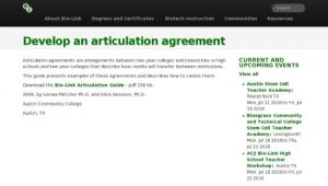 Screenshot for Develop an Articulation Agreement