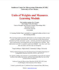 Screenshot for Units of Weights and Measures Learning Module