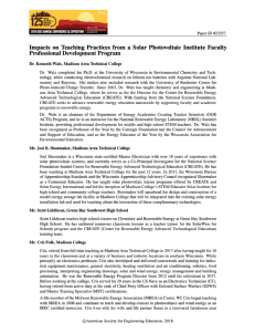 Screenshot for Impacts on Teaching Practices from a Solar Photovoltaic Institute Faculty Professional Development Program