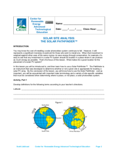 Screenshot for Solar Site Analysis: The Solar Pathfinder