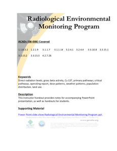 Screenshot for RCNET ACAD 08-006 Crosswalk: 3.3.14 Radiological Protection Technicians - Radioactive Material Control