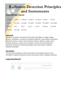 Screenshot for RCNET ACAD 08-006 Crosswalk: 3.3.3 Radiological Protection Technicians - Interactions of Radiation with Matter