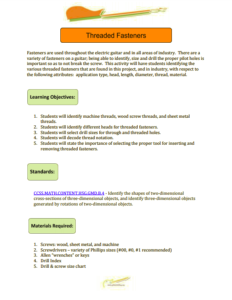 Screenshot for Threaded Fasteners Activity