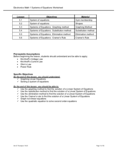 Screenshot for Systems of Equations