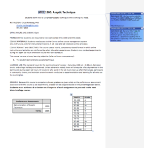 Screenshot for BTEC 1200: Aseptic Technique