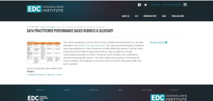 Screenshot for Data Practitioner Performance Based Rubrics & Glossary