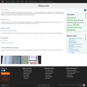 Screenshot for Biotech Careers: Resources