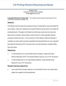 Screenshot for 3D Printing Filament Recycling and Reuse