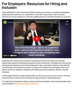 Screenshot for For Employers: Resources for Hiring and Inclusion