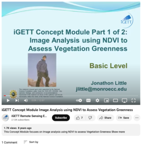 Screenshot for Image Analysis Using NDVI to Assess Vegetation Greenness, Part 1 of 2