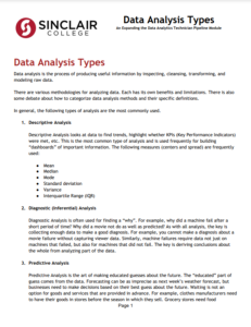 Screenshot for Data Analysis Types