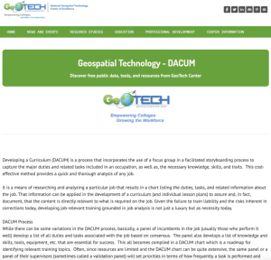 Screenshot for Geospatial Technology Competency Model DACUMS