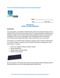 Screenshot for Solar PV: Module Performance Residential Size