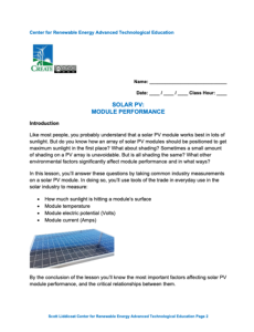 Screenshot for Solar PV: Module Performance Instructional Size