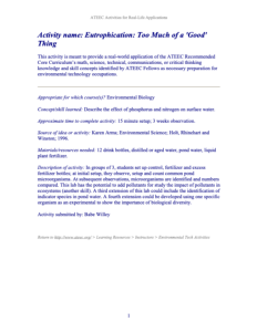 Screenshot for Eutrophication: Too Much of a 'Good' Thing Activity
