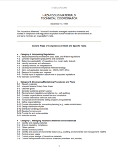 Screenshot for Hazardous Materials Technical Coordinator DACUM