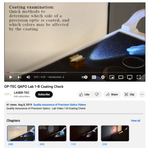 Screenshot for Quality Assurance of Precision Optics: Coating Check