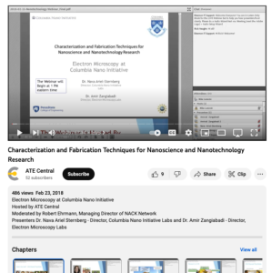 Screenshot for Characterization and Fabrication Techniques for Nanoscience and Nanotechnology Research: Electron Microscopy at Columbia Nano Initiative