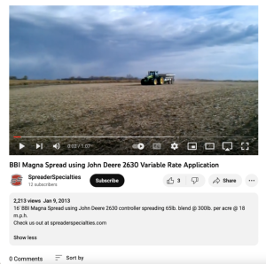 Screenshot for BBI Magna Spread using John Deere 2630 Variable Rate Application