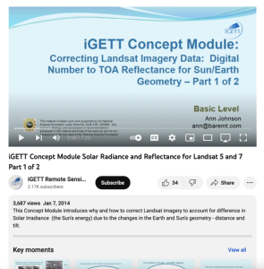 Screenshot for Correcting Landsat Imagery Data: Digital Number to TOA Reflectance for Sun/Earth Geometry, Part 1 of 2