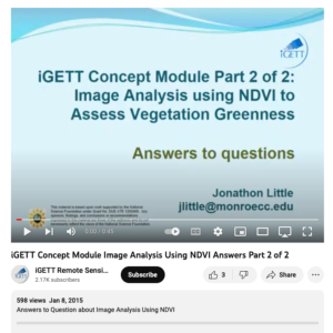 Screenshot for Image Analysis Using NDVI to Assess Vegetation Greeness Part 2 of 2