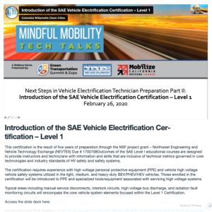 Screenshot for Introduction of the SAE Vehicle Electrification Certification – Level 1