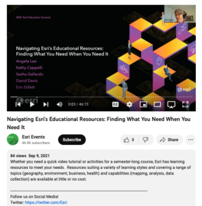 Screenshot for Navigating Esri's Education Resources: Finding What You Need When You Need It