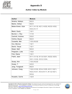 Screenshot for MatEdU Science Educational Handbook - Appendix  D: Author Index by Module