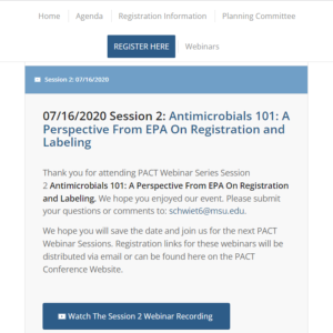 Screenshot for PACT Meeting: Antimicrobials 101, A Perspective From EPA On Registration and Labeling (Session 2 of 11)