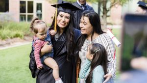 An image of a family together at a college graduation