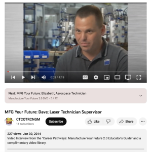 Screenshot for MFG Your Future: Dave; Laser Technician Supervisor