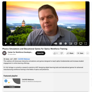 Screenshot for Physics Simulations and Educational Games for Optics Workforce Training