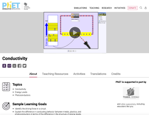 Screenshot for PhET Conductivity - Conducitivity, Energy Levels, Quantum Mechanics, Insulators