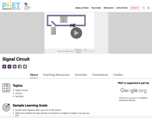 Screenshot for PhET Signal Circuit - Circuit, Electricity, Current