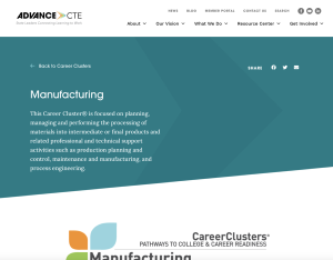 Screenshot for States Career Clusters: Plans of Study for Manufacturing