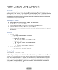 Screenshot for Wireshark Scenario