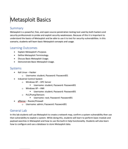 Screenshot for Metasploit Scenario