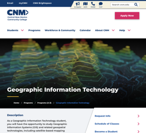 Screenshot for Central New Mexico Community College Geographic Information Technology Program