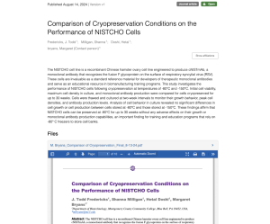 Screenshot for Comparison of Cryopreservation Conditions on the Performance of NISTCHO Cells