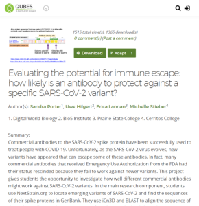 Screenshot for Evaluating the Potential for Immune Escape: How Likely is an Antibody to Protect Against a Specific SARS-CoV-2 Variant